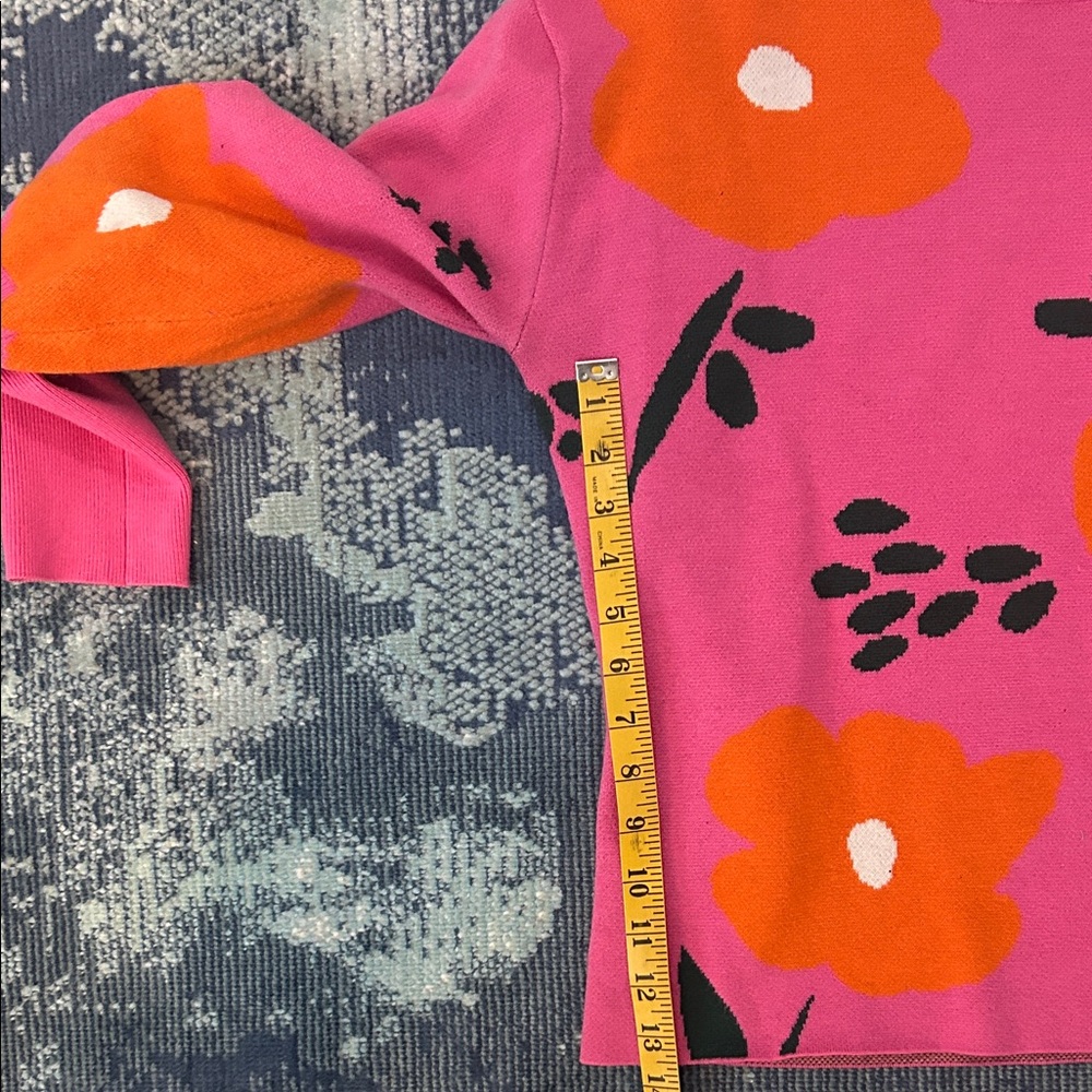 Sugarlips Vibrant Pink and Orange Floral Sweater - Picture 5 of 5